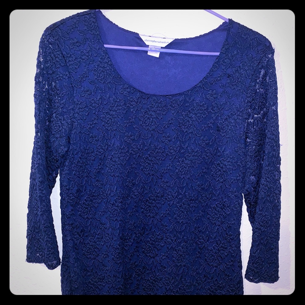 Lacey Navy Stretchy Dressy Shirt